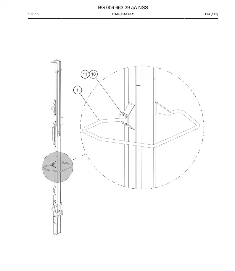 BG00666229a BG 006 662 29a Rail, Safety - Sandvik Technical Drawing