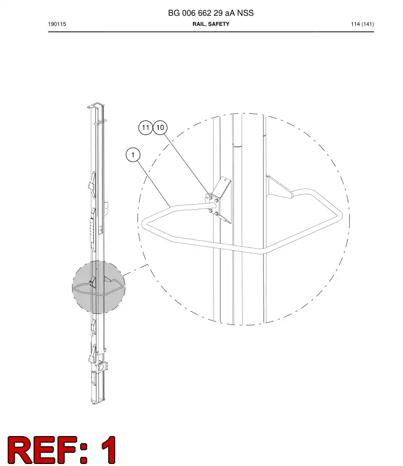 BG00666233a BG 006 662 33a Rail, Safety - Sandvik Technical Drawing