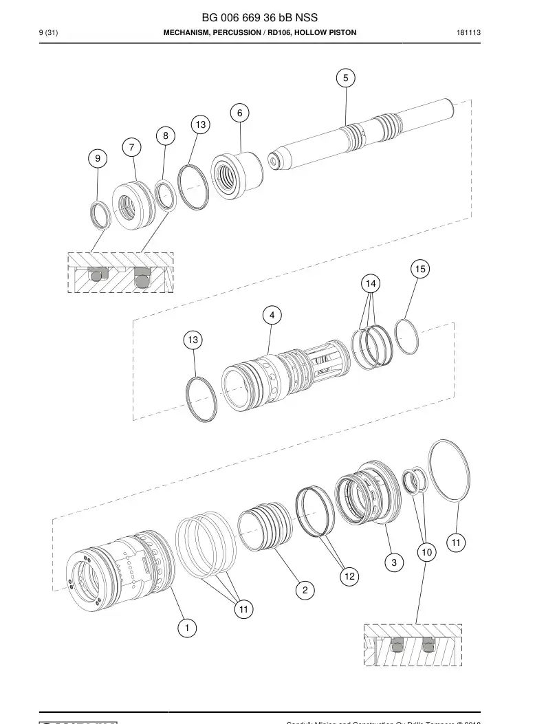 BG00666936b BG 006 669 36b Mechanism, Percussion - Sandvik Technical Drawing