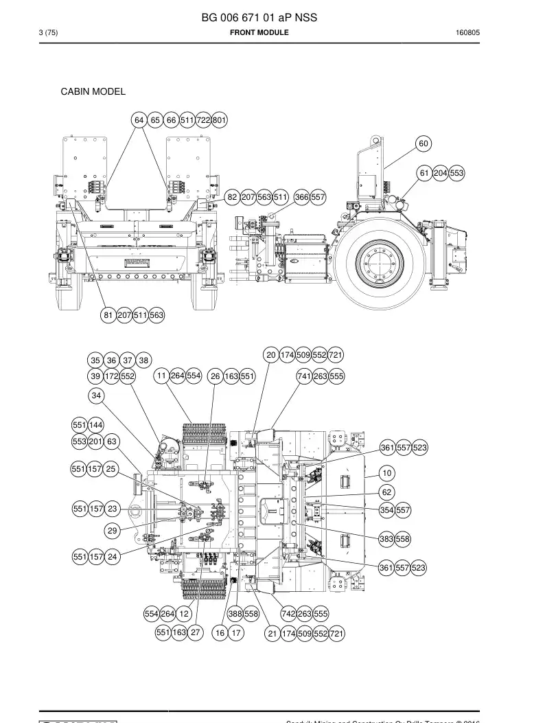 BG00667101a BG 006 671 01a Front module - Sandvik Technical Drawing
