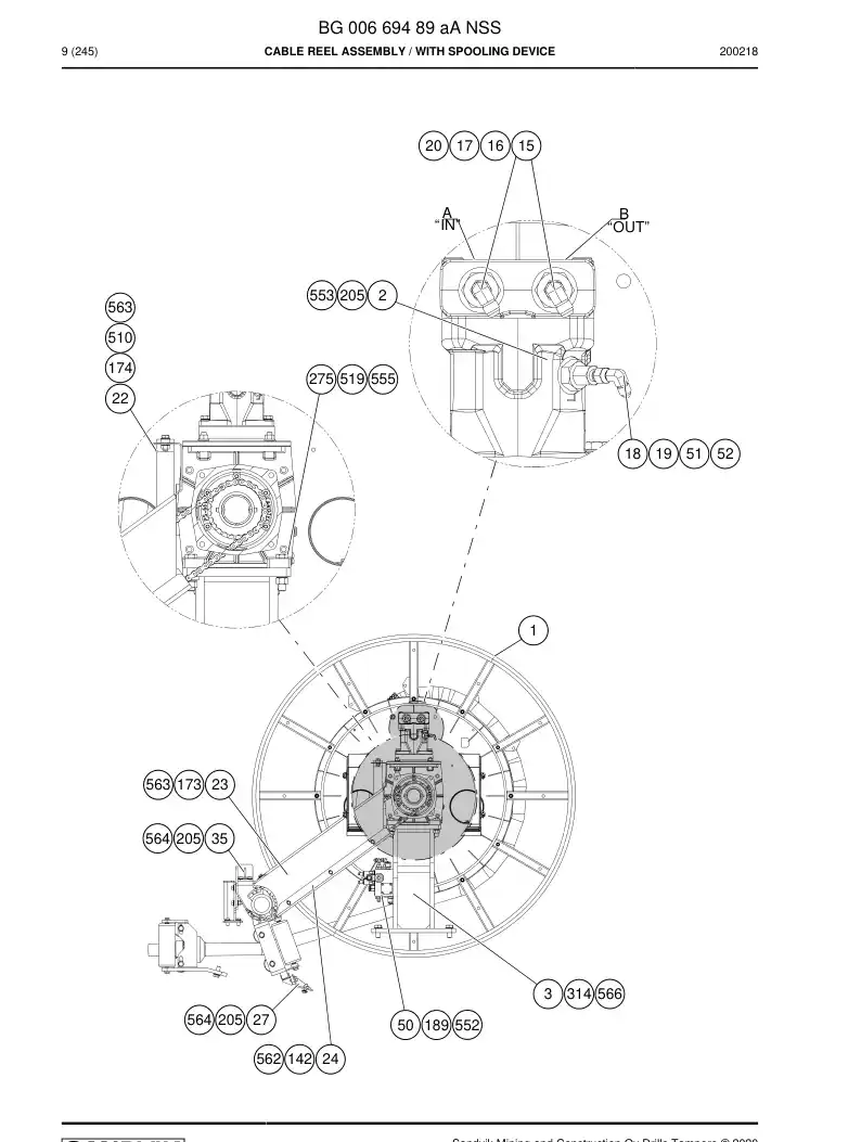 BG00669489a BG 006 694 89a Cable Reel Assembly - Sandvik Technical Drawing