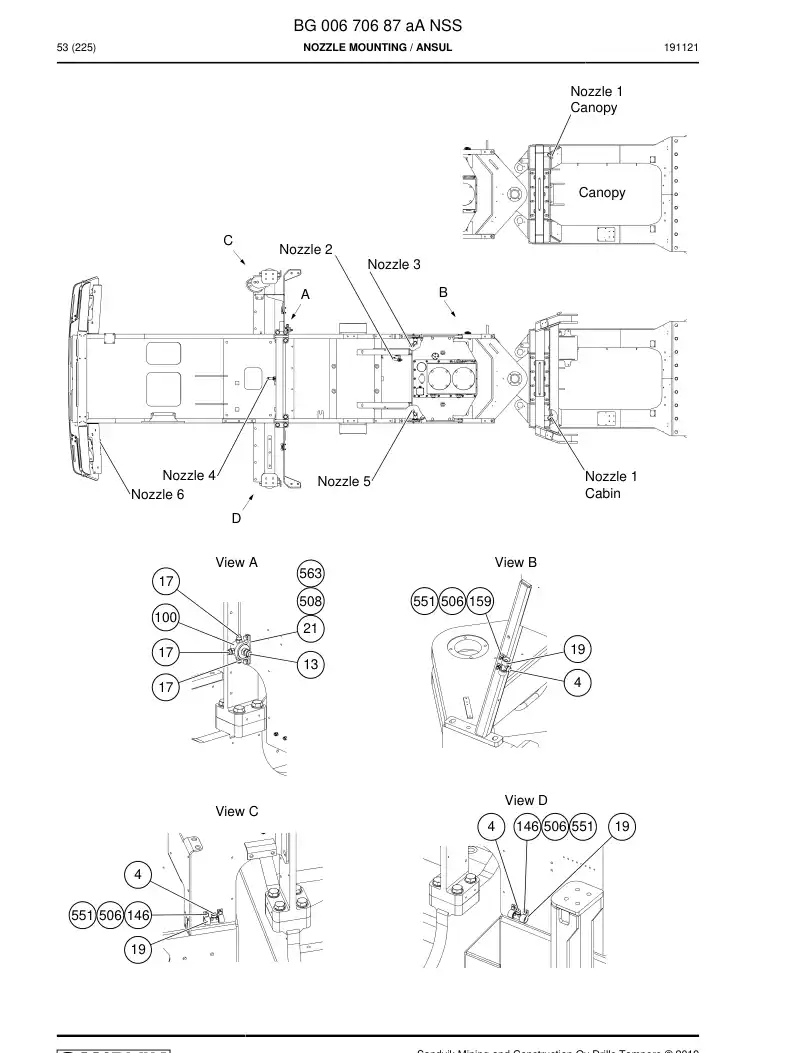 BG00670687a BG 006 706 87a Nozzle Mounting - Sandvik Technical Drawing