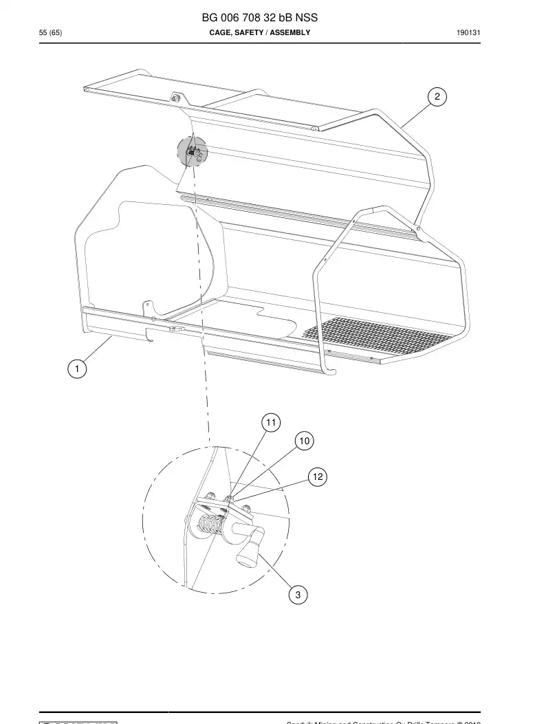 BG00670832b BG 006 708 32b Cage, Safety - Sandvik Technical Drawing