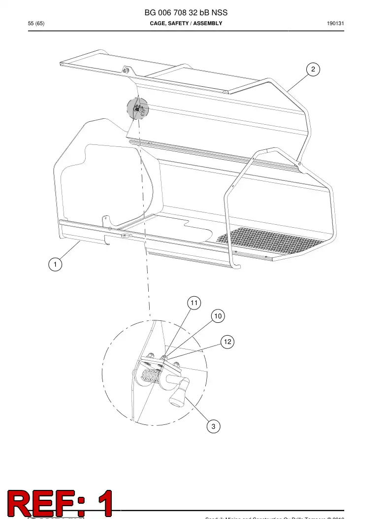 BG00670836a BG 006 708 36a Cage, Safety - Sandvik Technical Drawing