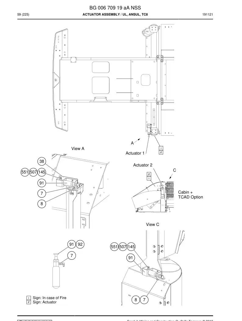 BG00670919a BG 006 709 19a Actuator Assembly - Sandvik Technical Drawing