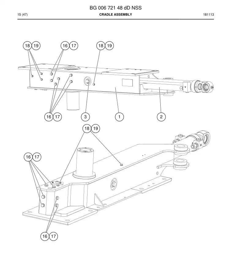 BG00672148d BG 006 721 48d Cradle Assembly - Sandvik Technical Drawing
