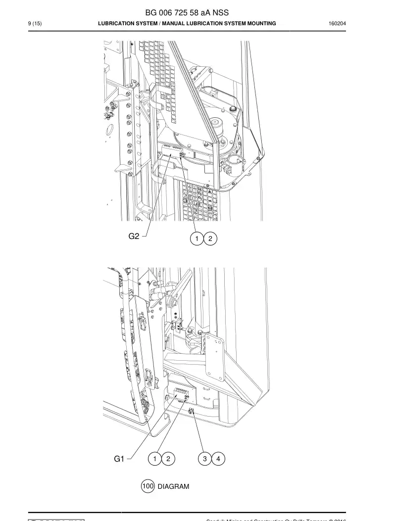 BG00672558a BG 006 725 58a Lubrication System - Sandvik Technical Drawing