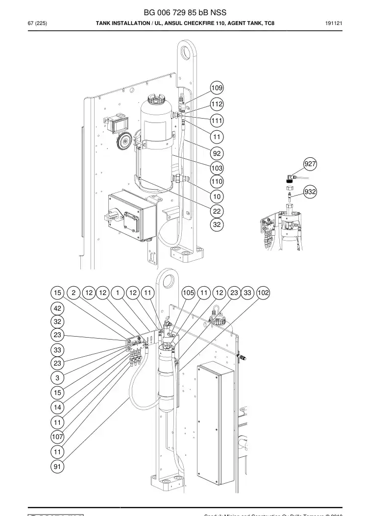 BG00672985b BG 006 729 85b Tank Installation - Sandvik Technical Drawing