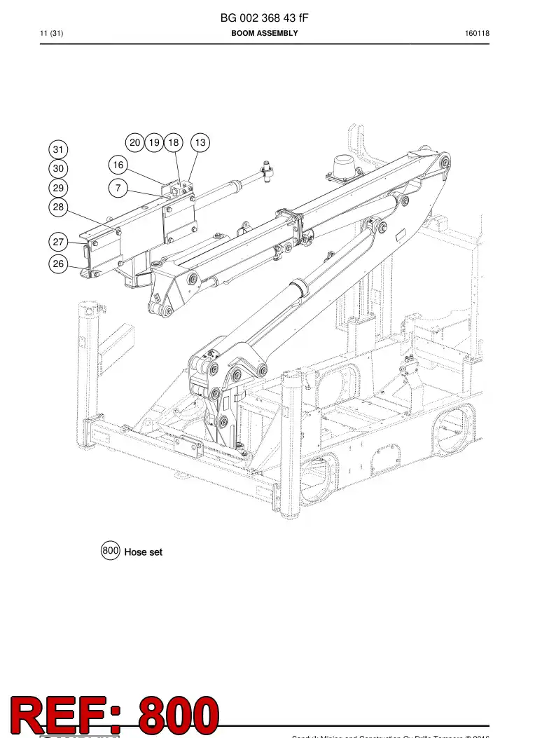 BG00678838a BG 006 788 38a Hose Set - Sandvik Technical Drawing
