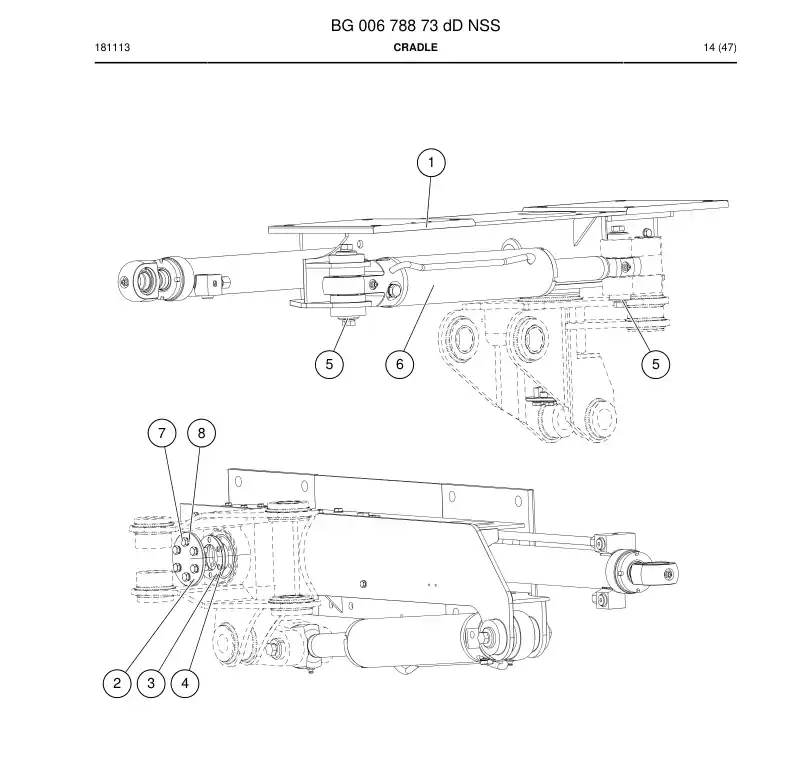 BG00678873d BG 006 788 73d Cradle - Sandvik Technical Drawing