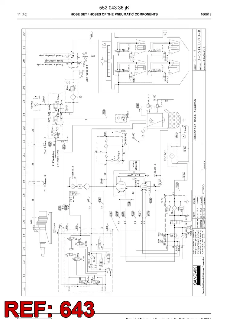 BG00679015a BG 006 790 15a Hose Assembly, Hydraulic - Sandvik Technical Drawing