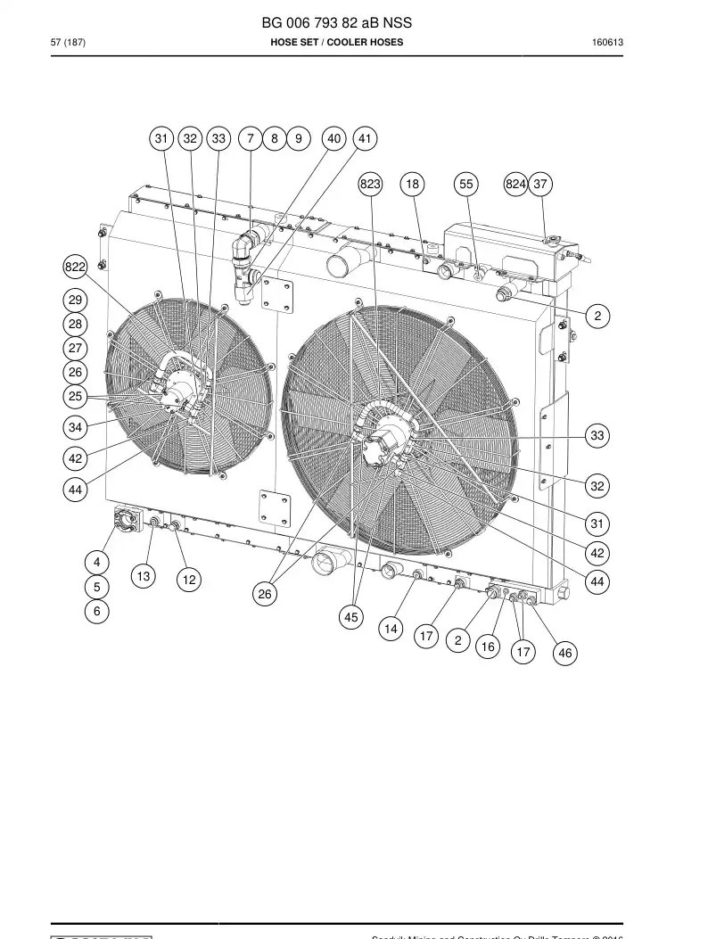 BG00679382a BG 006 793 82a Hose Set - Sandvik Technical Drawing