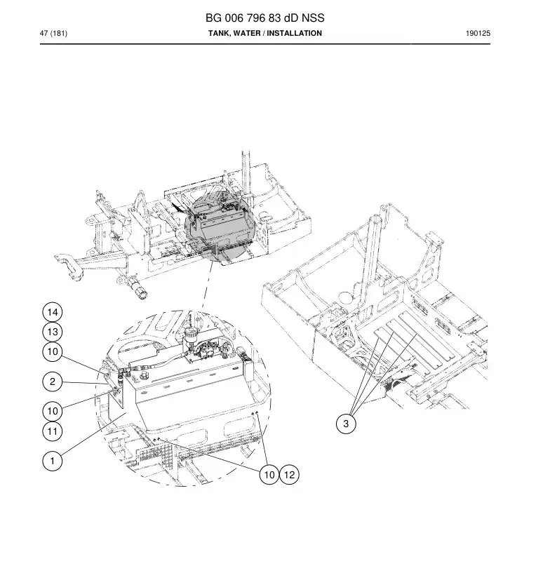 BG00679683e BG 006 796 83e Tank, Water - Sandvik Technical Drawing