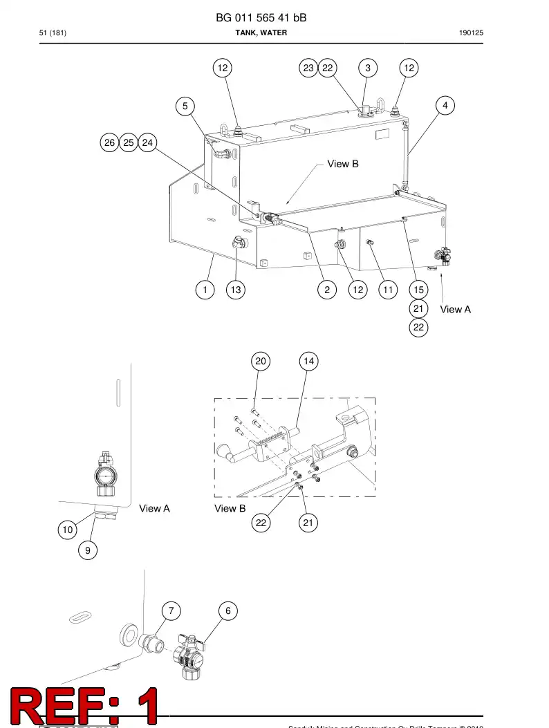 BG00679684d BG 006 796 84d Tank, Water - Sandvik Technical Drawing