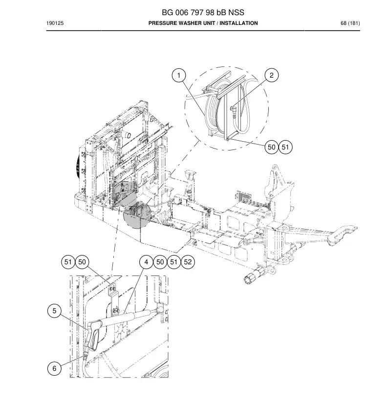 BG00679798b BG 006 797 98b Pressure Washer Unit - Sandvik Technical Drawing