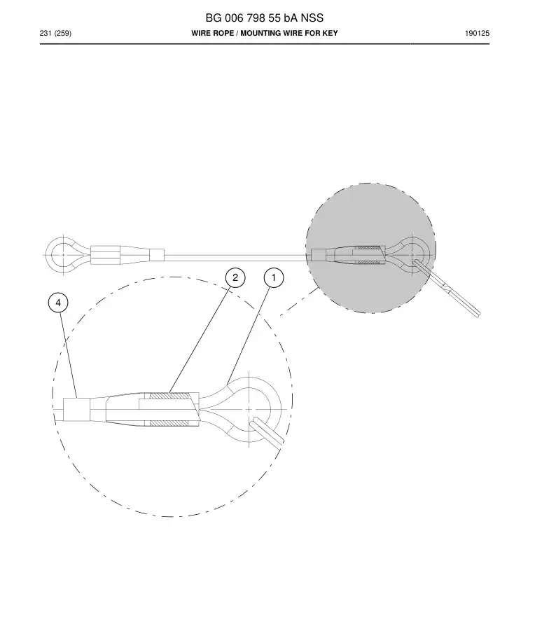 BG00679855b BG 006 798 55b Wire Rope - Sandvik Technical Drawing