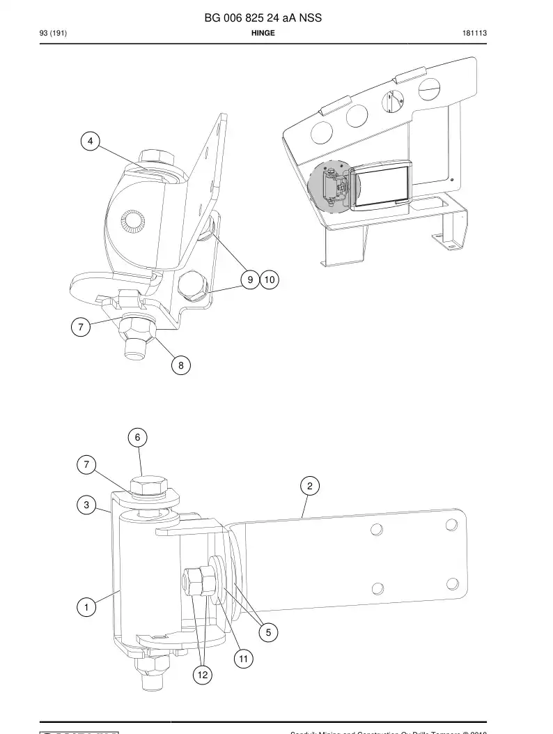 BG00682524a BG 006 825 24a Hinge - Sandvik Technical Drawing
