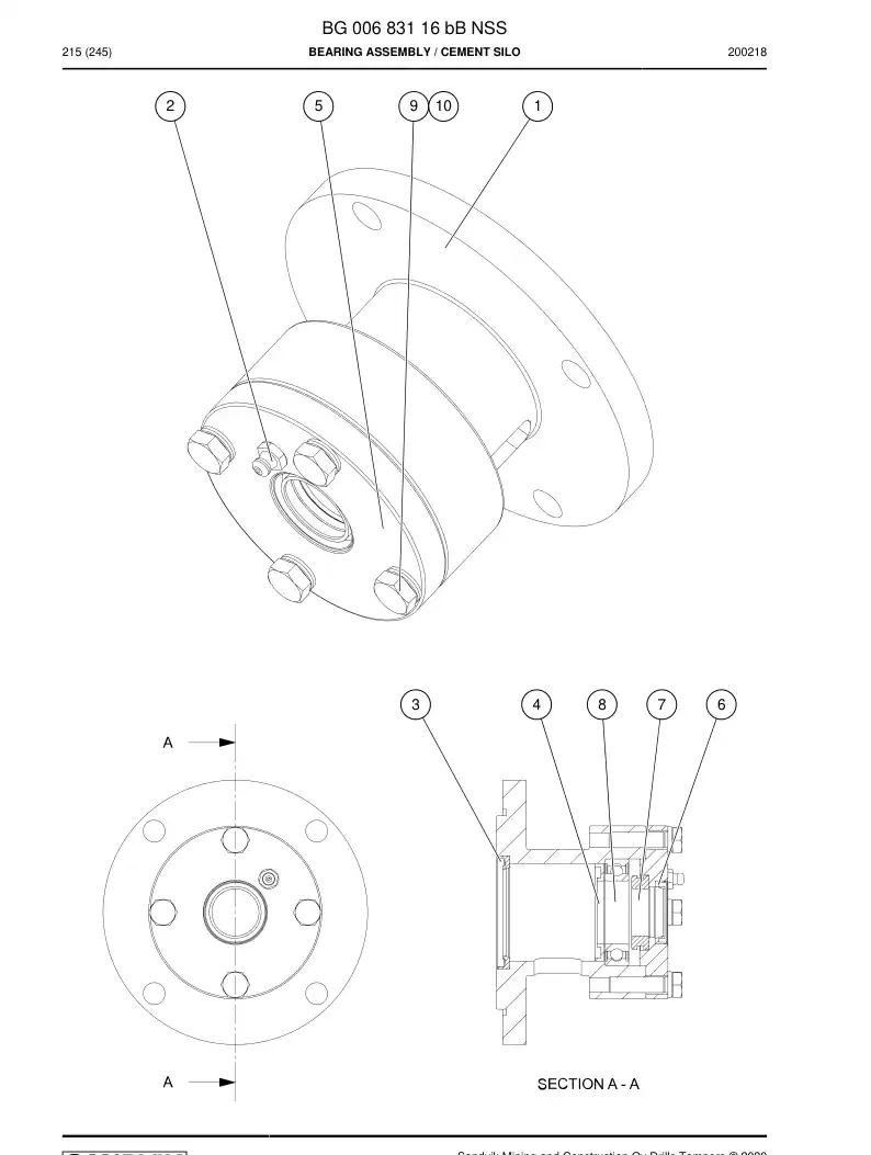 BG00683116b BG 006 831 16b Bearing Assembly - Sandvik Technical Drawing