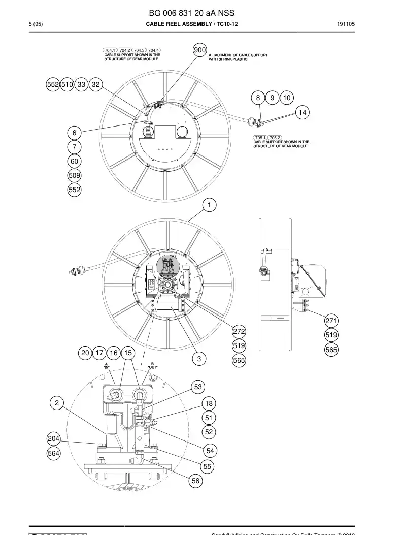 BG00683120a BG 006 831 20a Cable Reel Assembly - Sandvik Technical Drawing