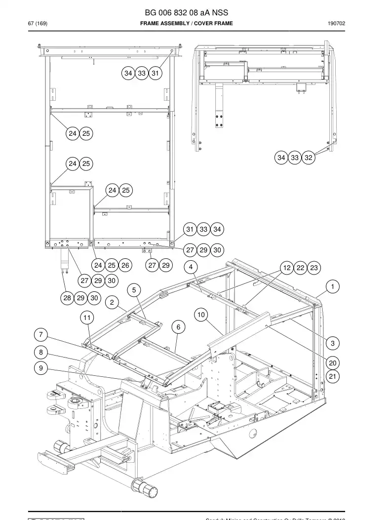 BG00683208a BG 006 832 08a Frame Assembly - Sandvik Technical Drawing