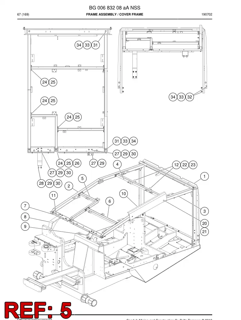BG00683215a BG 006 832 15a Beam, Cross - Sandvik Technical Drawing