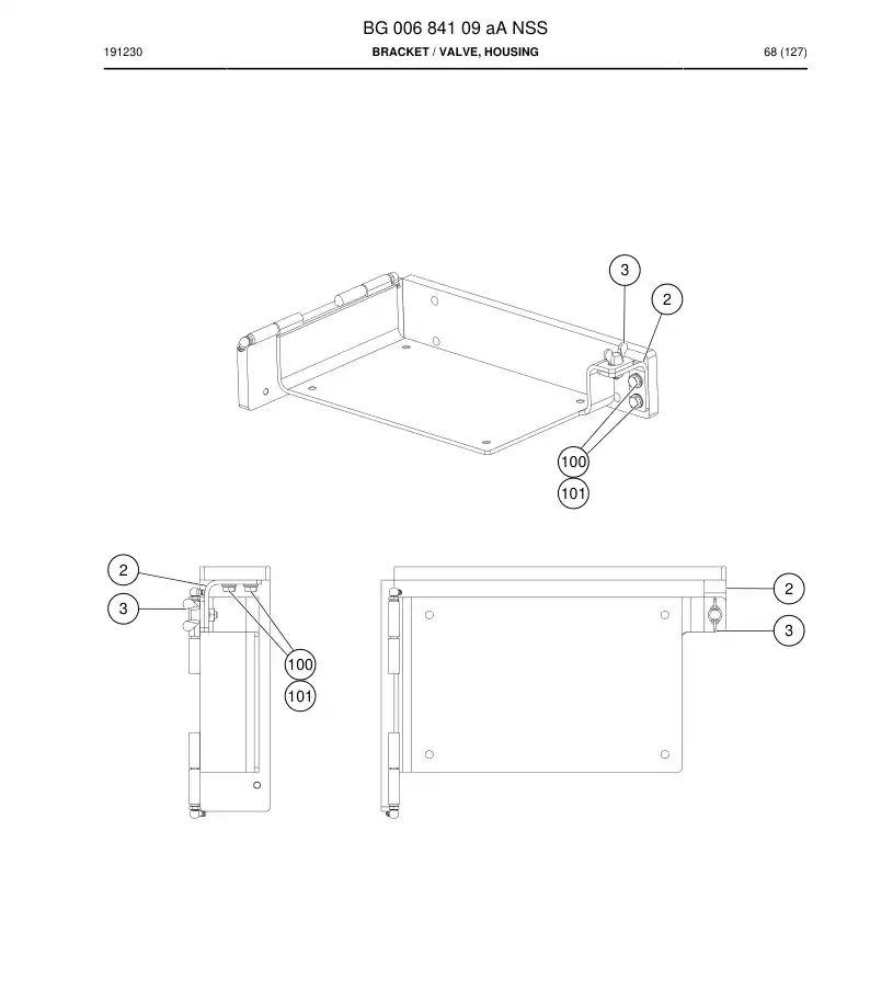 BG00684109a BG 006 841 09a Bracket - Sandvik Technical Drawing