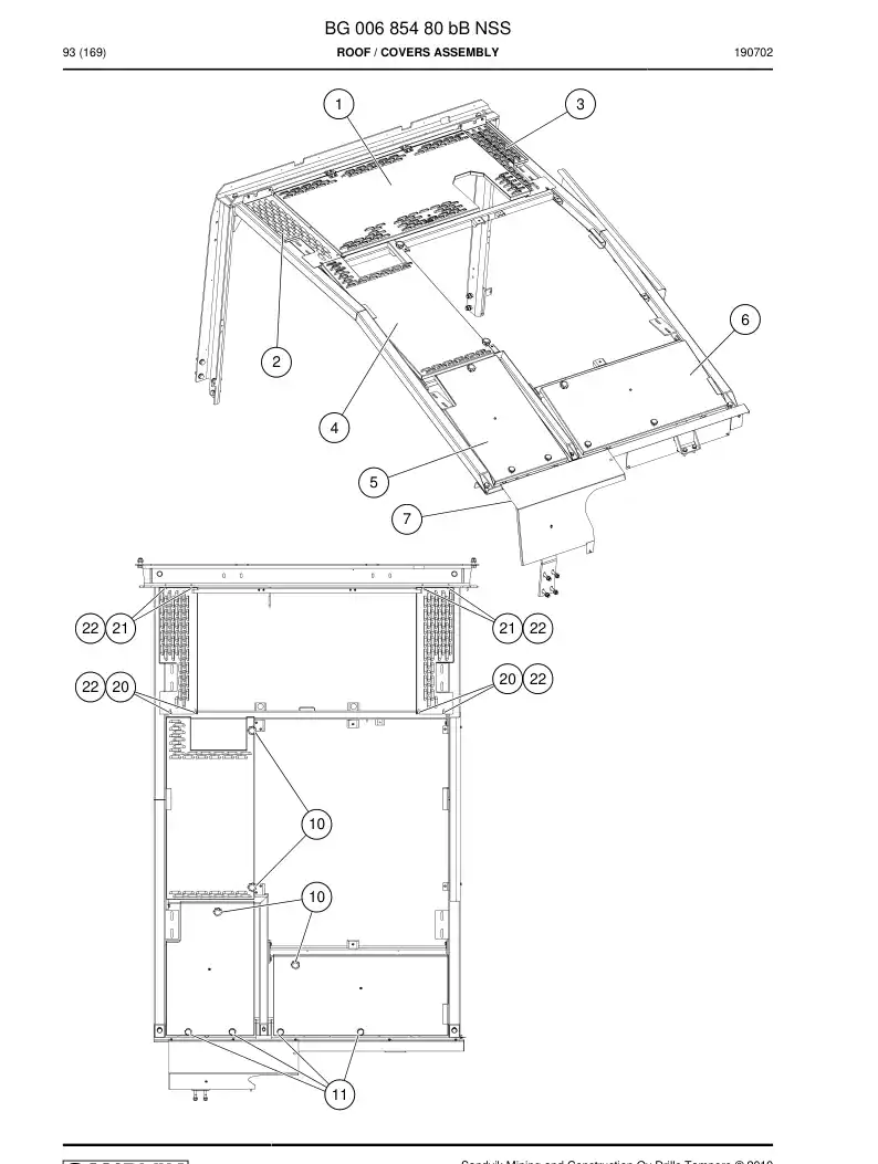 BG00685480b BG 006 854 80b Roof - Sandvik Technical Drawing