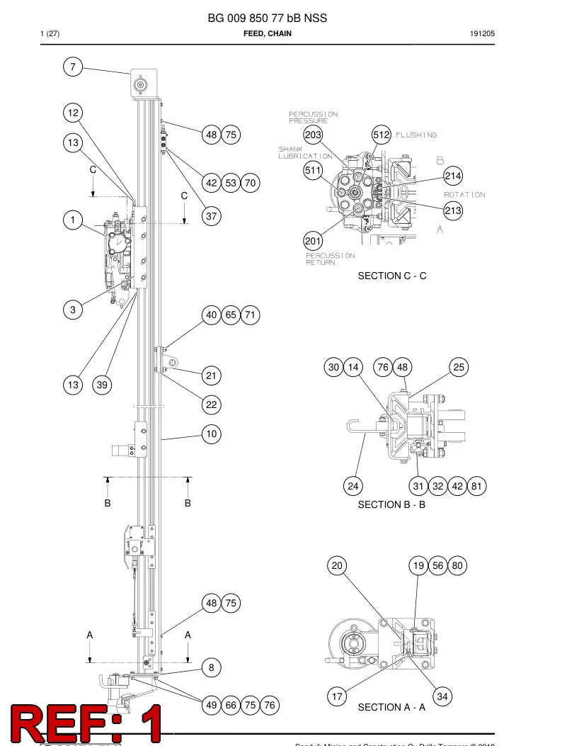BG00685514c BG 006 855 14c Rock Drill - Sandvik Technical Drawing