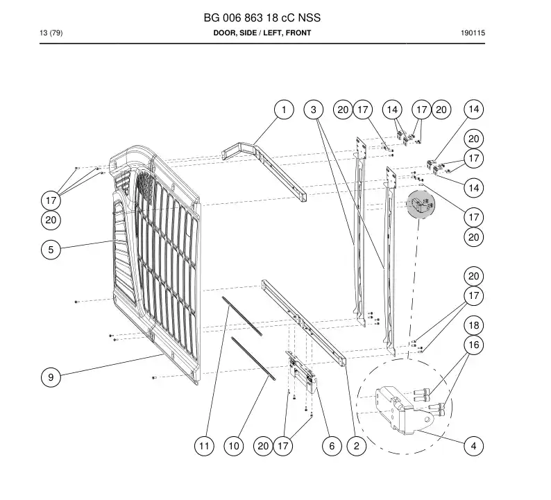 BG00686318c BG 006 863 18c Door, Side - Sandvik Technical Drawing