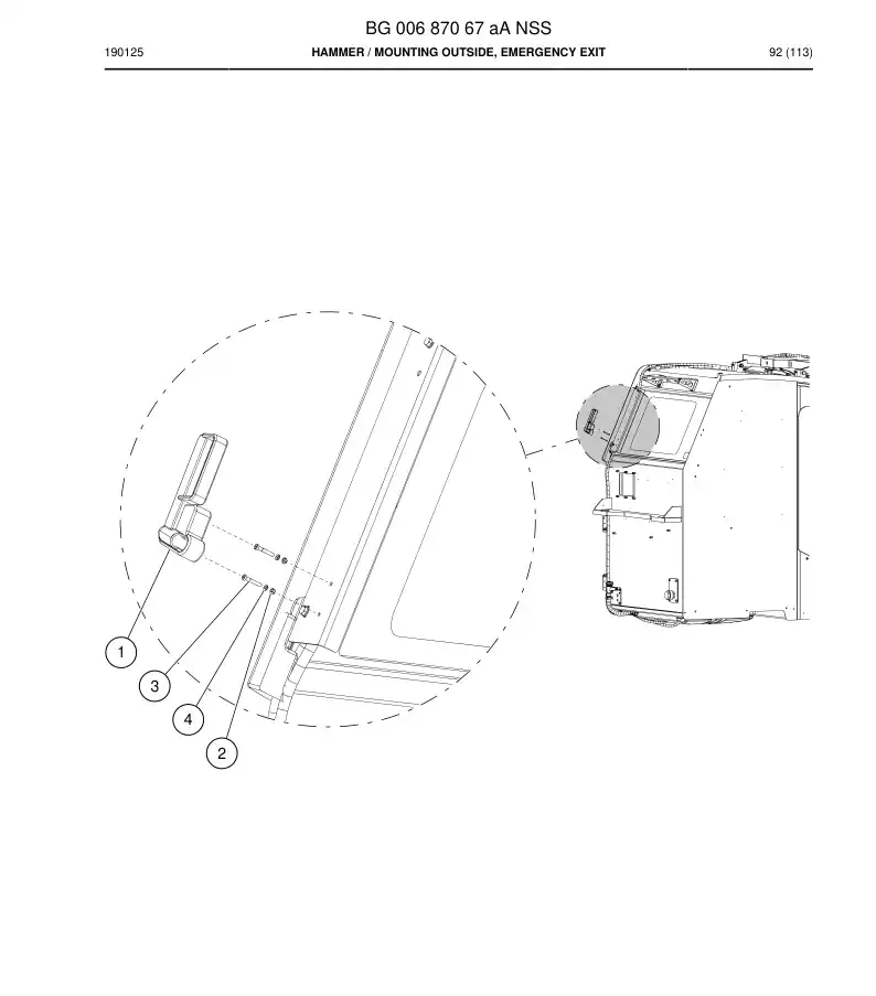 BG00687067a BG 006 870 67a Hammer - Sandvik Technical Drawing