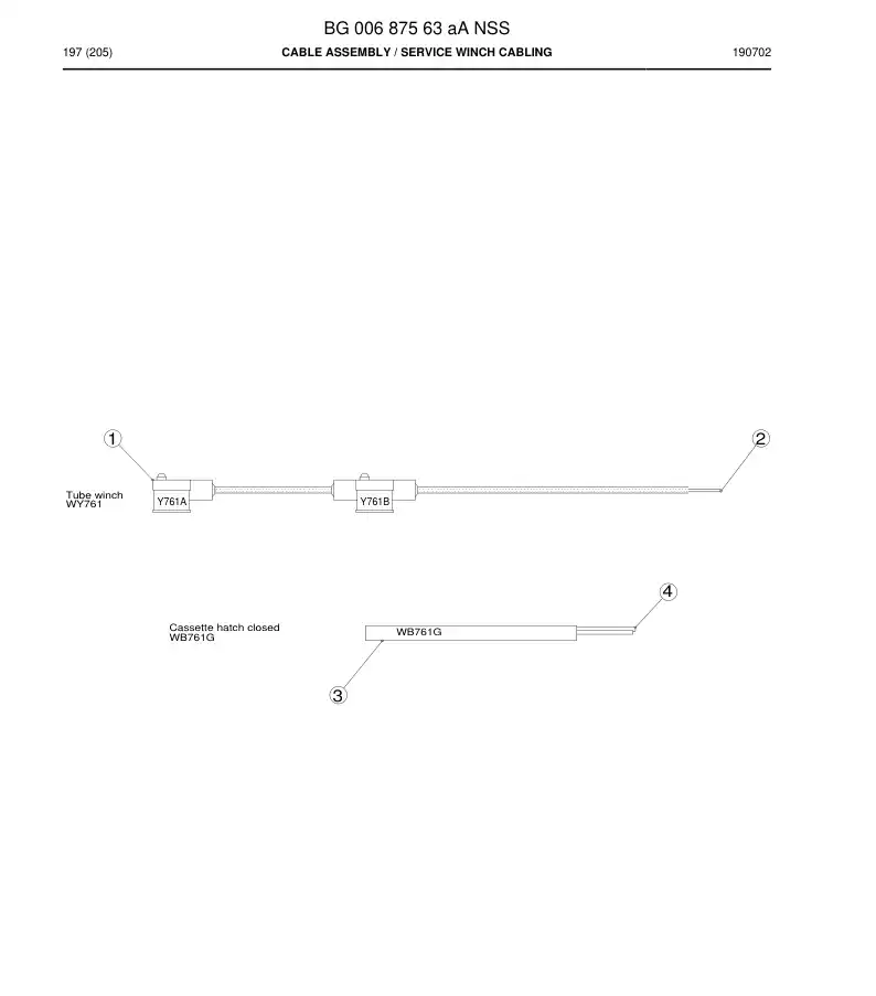 BG00687563a BG 006 875 63a Cable Assembly - Sandvik Technical Drawing