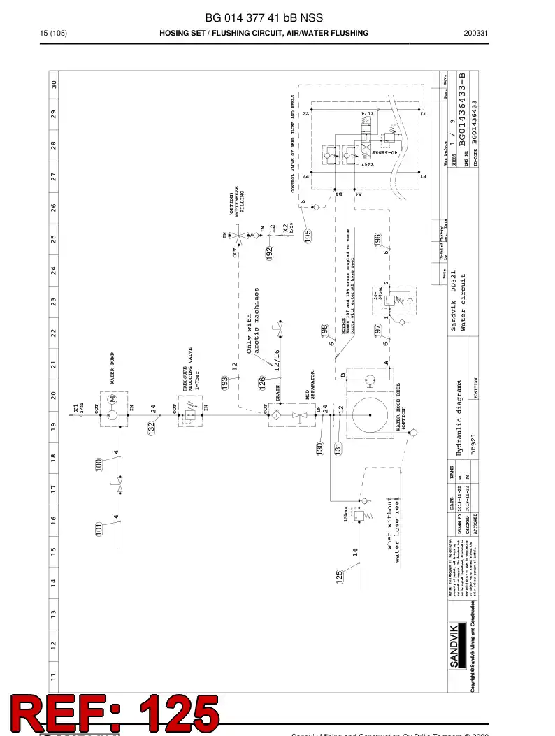 BG00688220a BG 006 882 20a Hose Assembly, Hydraulic - Sandvik Technical Drawing
