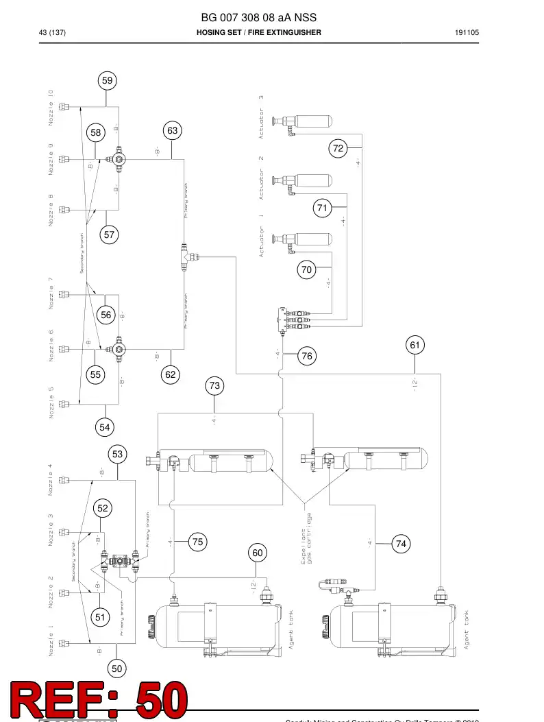 BG00688376a BG 006 883 76a Hose Assembly - Sandvik Technical Drawing