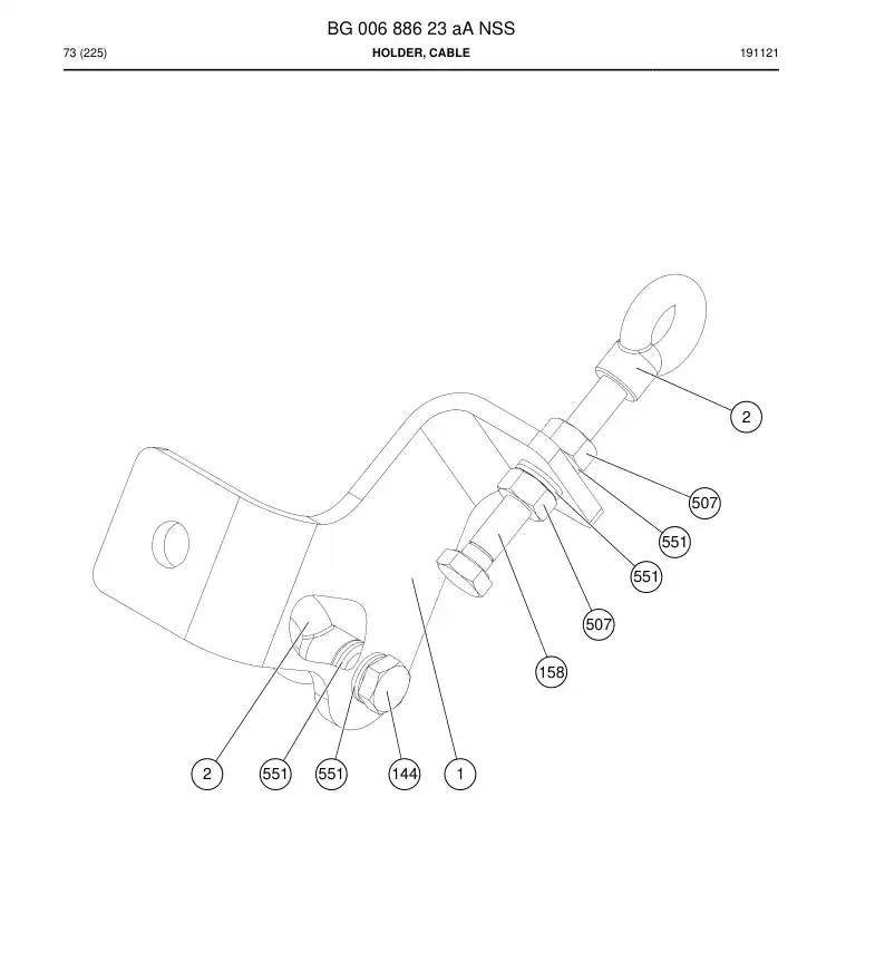 BG00688623a BG 006 886 23a Holder, Cable - Sandvik Technical Drawing