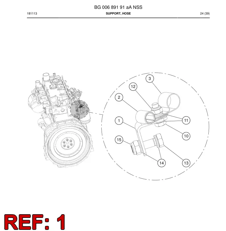 BG00689131a BG 006 891 31a Support, Hose - Sandvik Technical Drawing
