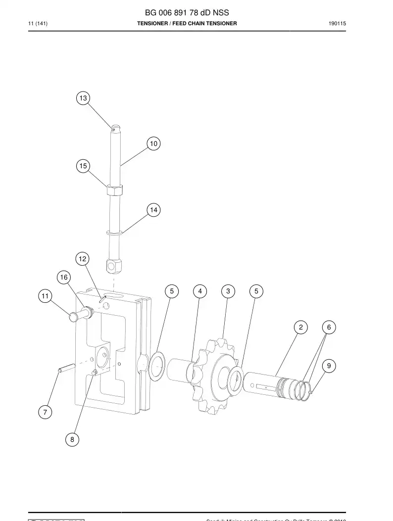 BG00689178d BG 006 891 78d Tensioner - Sandvik Technical Drawing