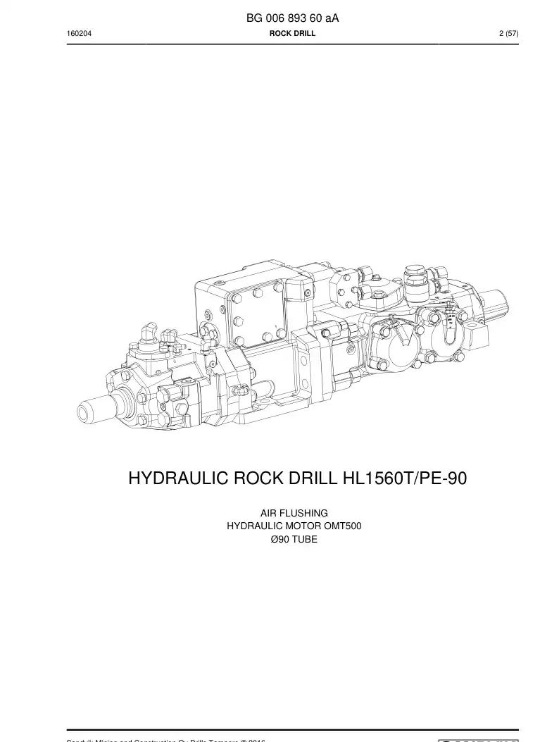 BG00689360a BG 006 893 60a Rock Drill - Sandvik Technical Drawing