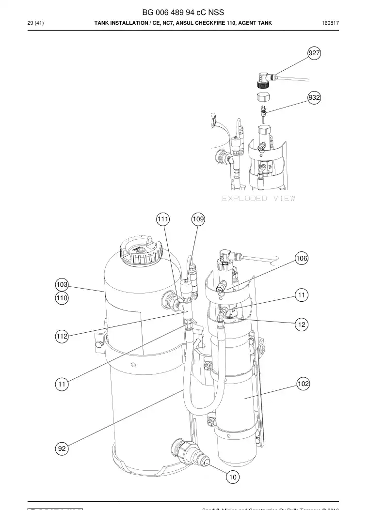 BG00689483a BG 006 894 83a Hose Assembly - Sandvik Technical Drawing