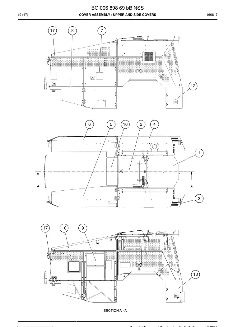 BG00689869b BG 006 898 69b Cover Assembly - Sandvik Technical Drawing