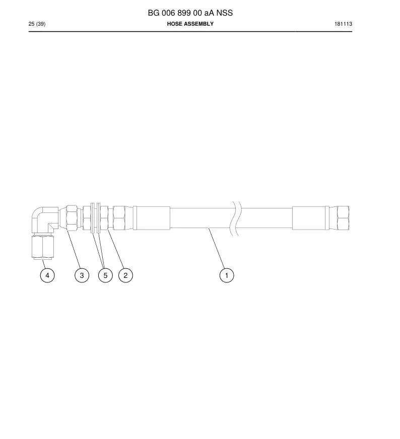 BG00689900a BG 006 899 00a Hose Assembly - Sandvik Technical Drawing