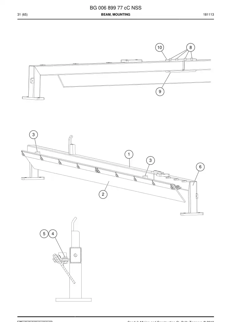 BG00689977c BG 006 899 77c Beam, Mounting - Sandvik Technical Drawing