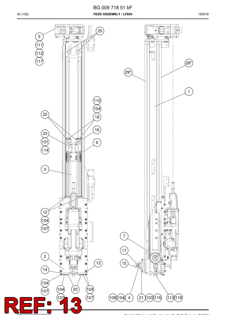 BG00691040a BG 006 910 40a Wire Rope - Sandvik Technical Drawing