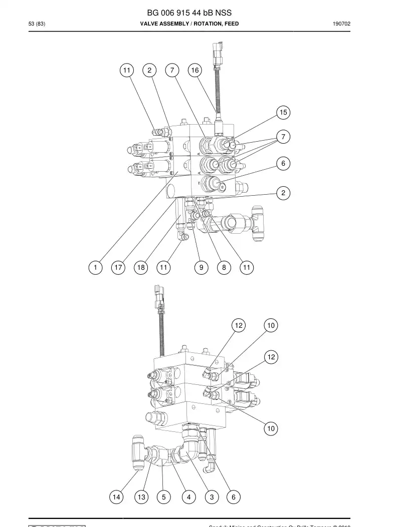 BG00691544c BG 006 915 44c Valve Assembly - Sandvik Technical Drawing