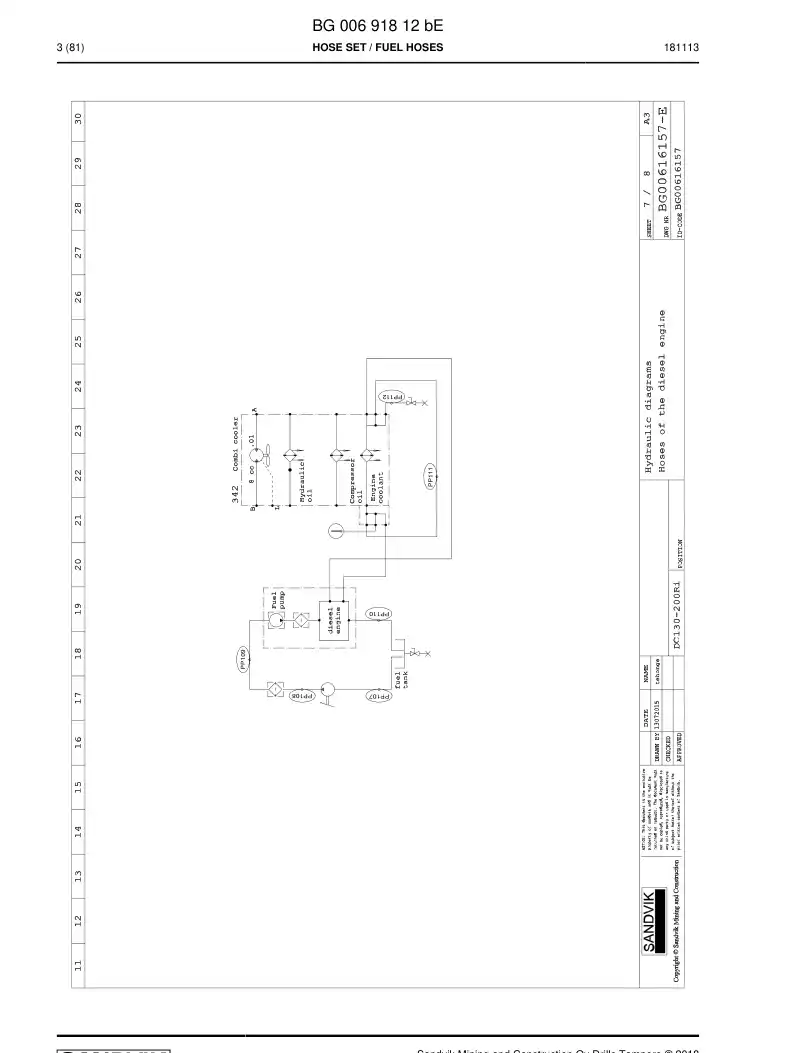 BG00691810a BG 006 918 10a Hose Assembly, Fuel - Sandvik Technical Drawing