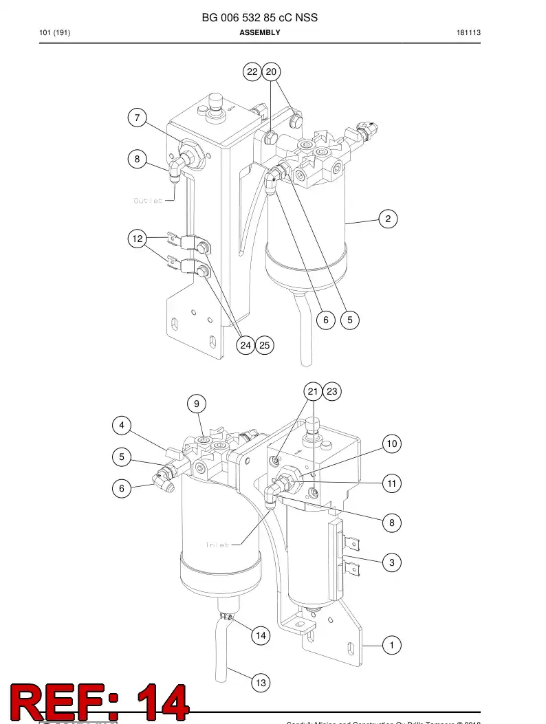 BG00692526a BG 006 925 26a Clamp, Hose - Sandvik Technical Drawing