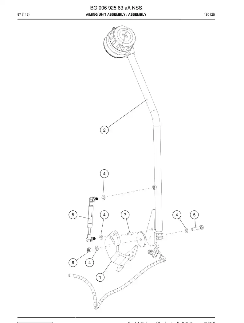 BG00692563a BG 006 925 63a Aiming Unit Assembly - Sandvik Technical Drawing
