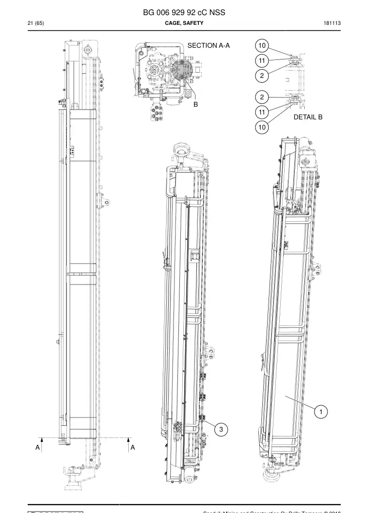 BG00692992c BG 006 929 92c Cage, Safety - Sandvik Technical Drawing