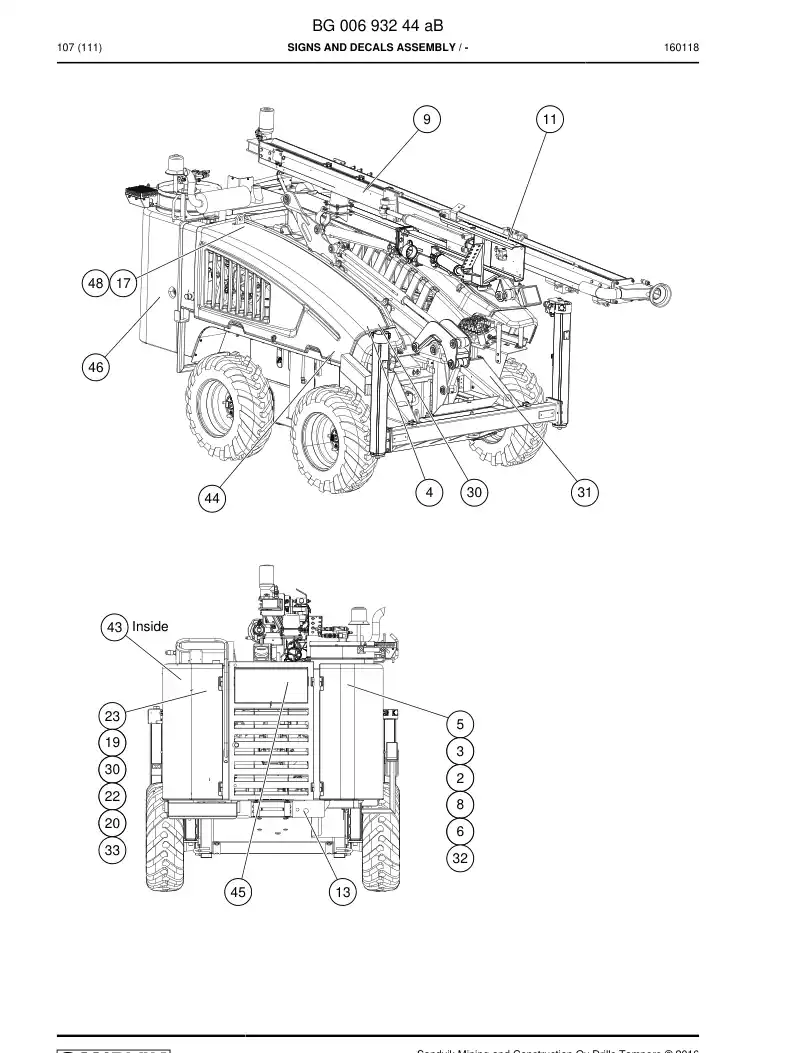 BG00693244a BG 006 932 44a Signs And Decals Assembly - Sandvik Technical Drawing