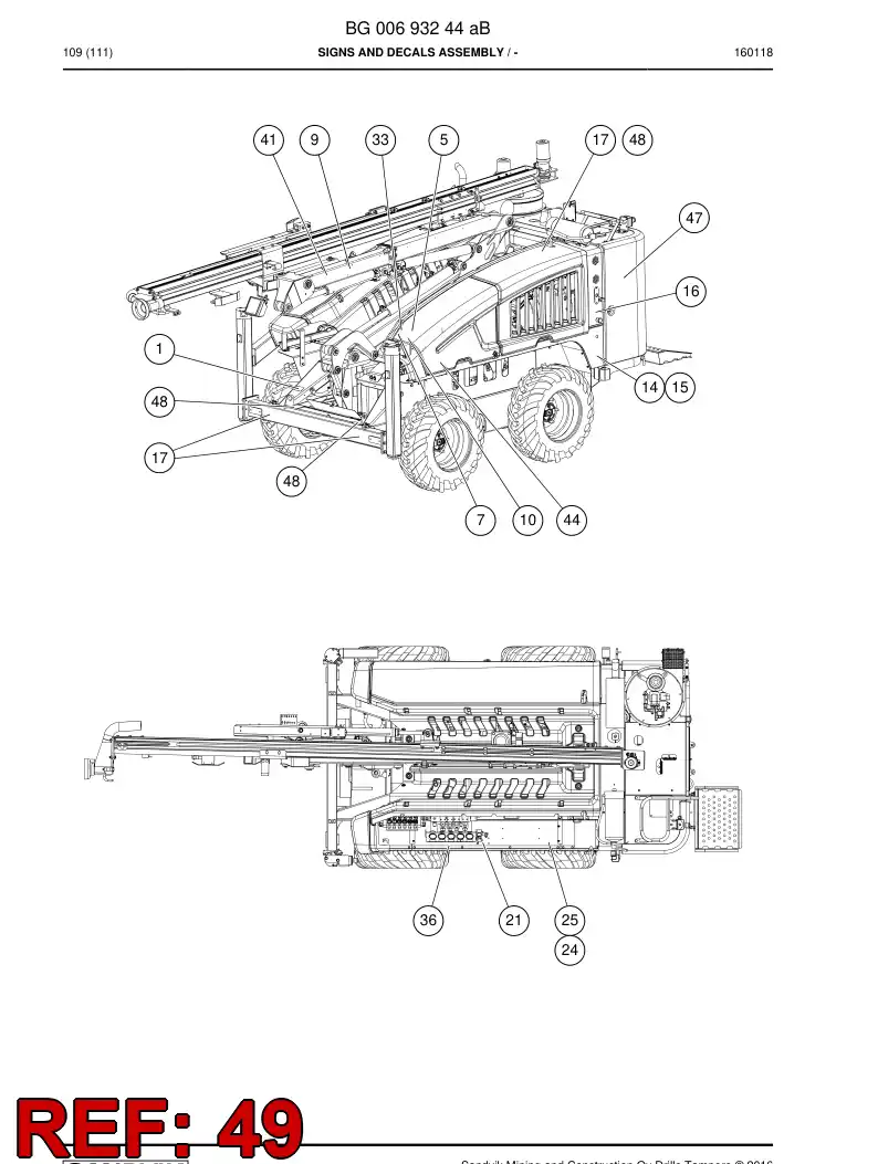 BG00693373a BG 006 933 73a Decal - Sandvik Technical Drawing