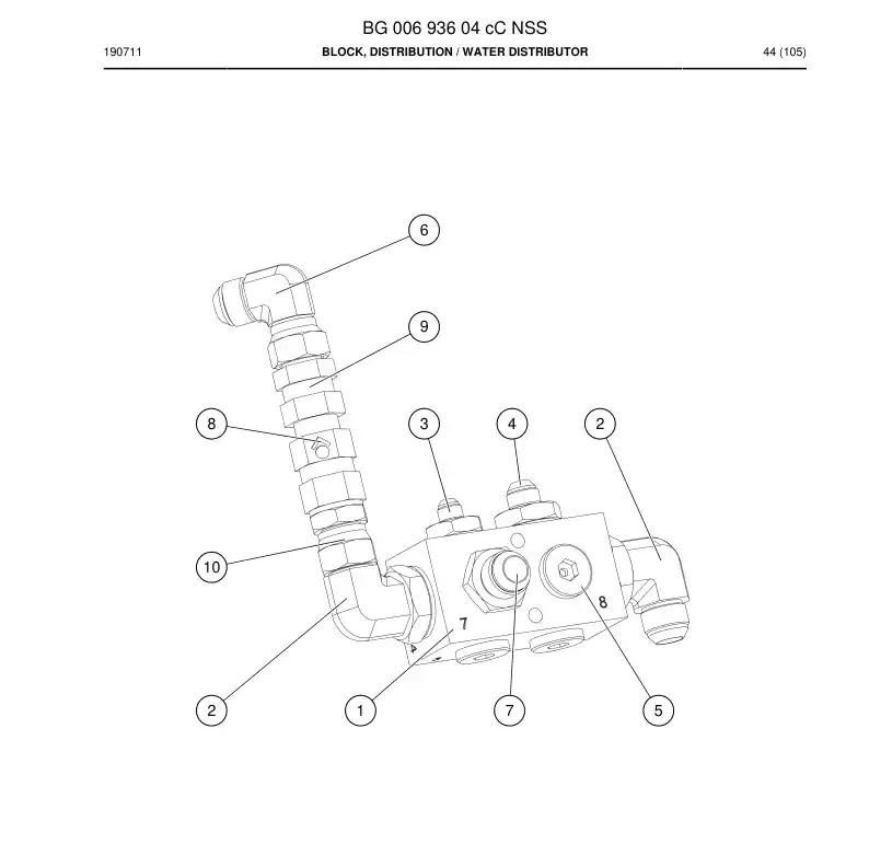 BG00693604c BG 006 936 04c Block, Distribution - Sandvik Technical Drawing